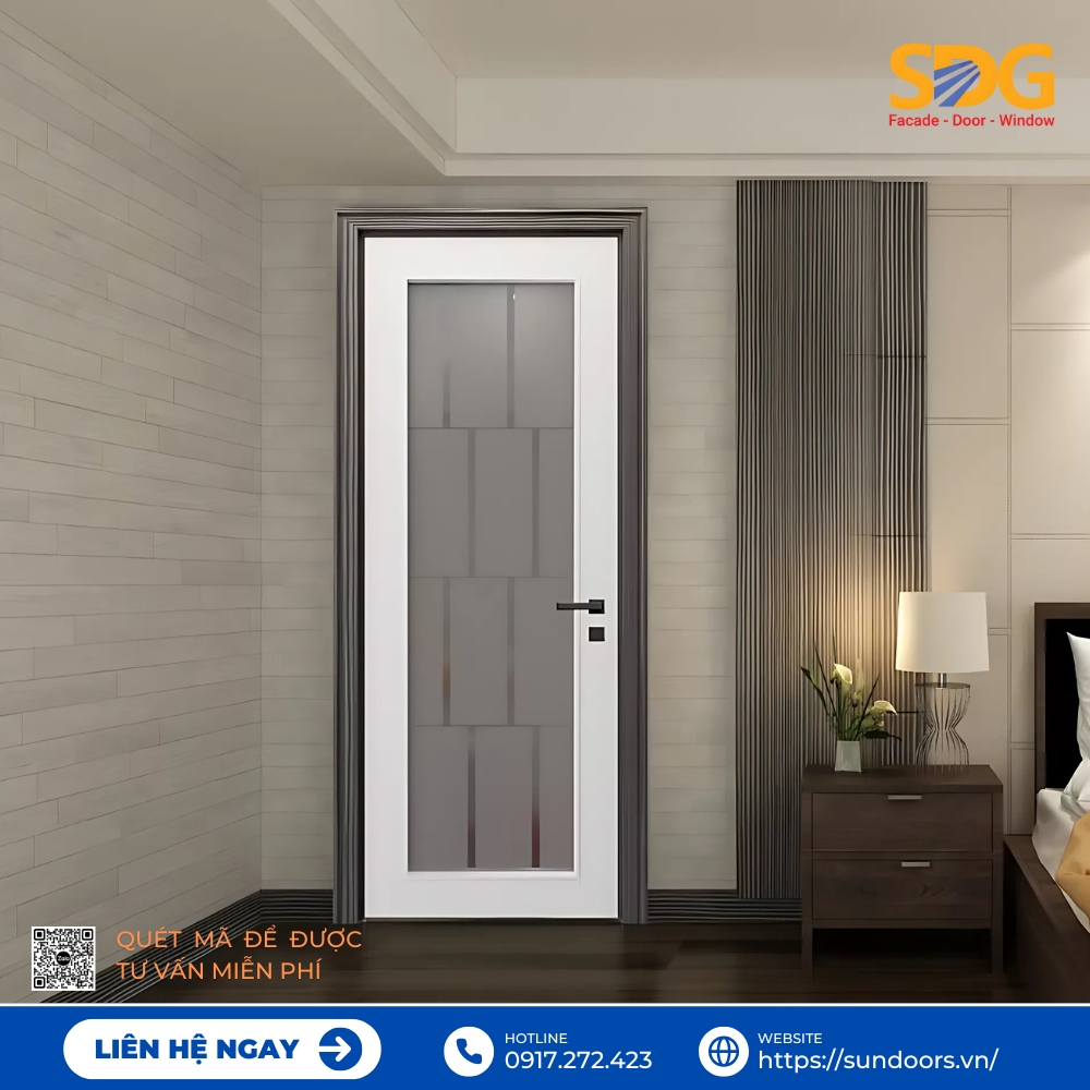 Cửa nhôm màu xám trung tính thời thượng, dễ phối hợp với nhiều phong cách kiến trúc, không bao giờ lỗi mốt.