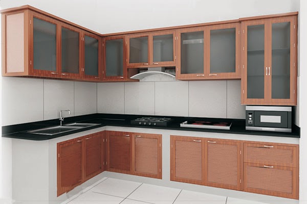 Tủ bếp nhôm kính treo tường với thiết kế hiện đại